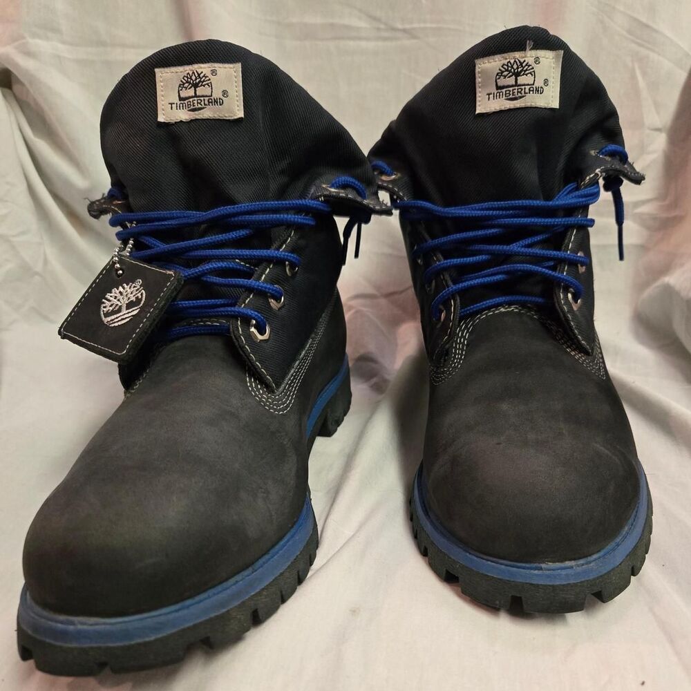 Timberland Men's Grey and Blue Boots